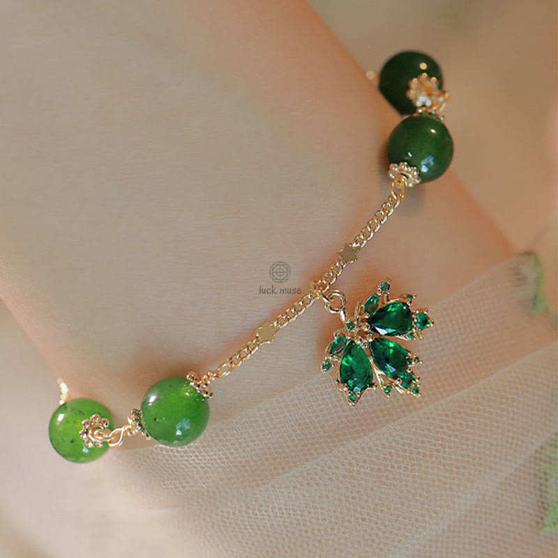 Maple Leaf Green Chalcedony Courage & Strength Bracelet with 14k Gold Plating by Luck Muse Shop - Image 10