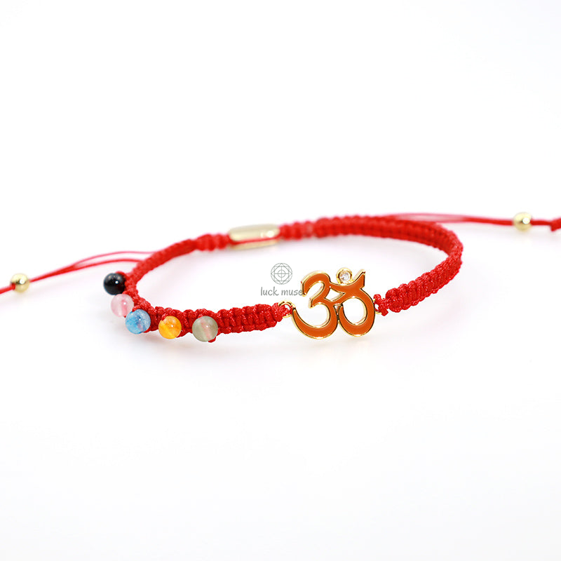Tibetan Handmade OM Mindfulness Red String Bracelet by Luck Muse Shop - Image 6