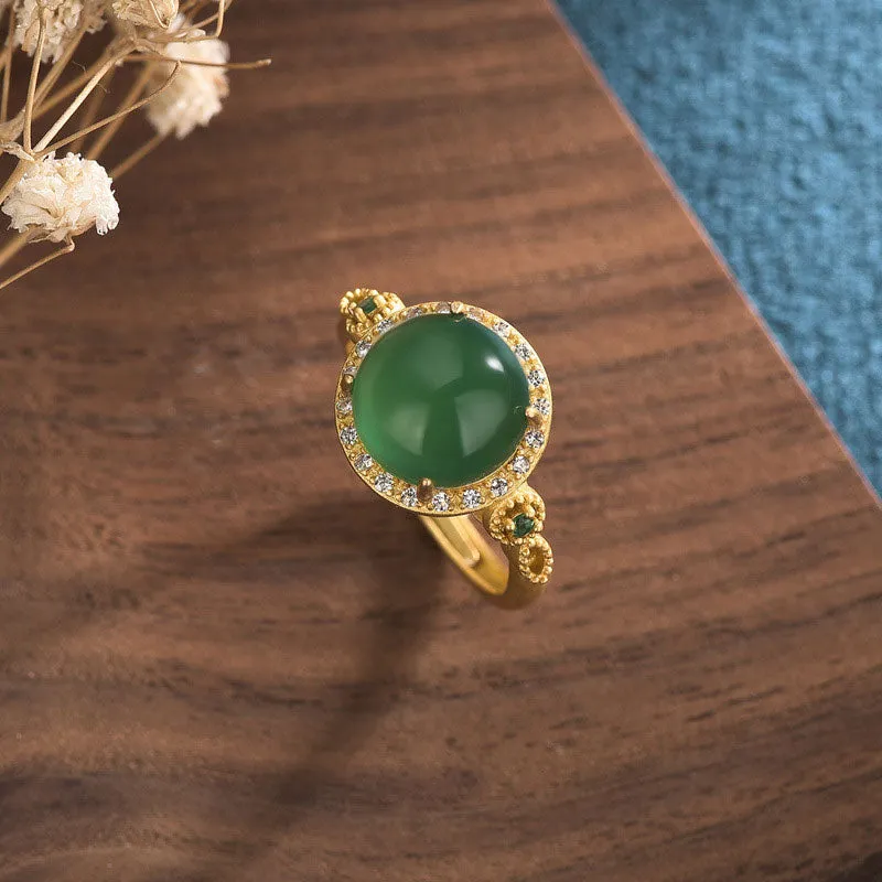 Natural Green Jade Fortune Ring - Image 2