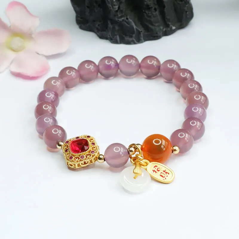 Natural Purple Chalcedony and Agate Harmony Charm Bracelet - Image 5