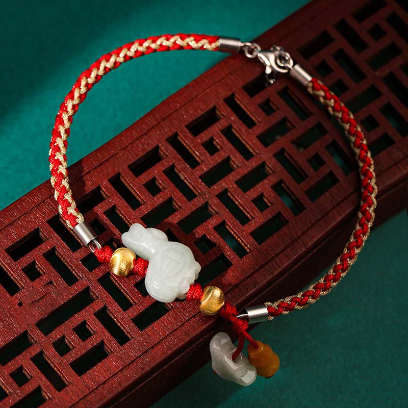 Luck Muse Chinese Zodiac Jade Prosperity Red String Bracelet - Image 14