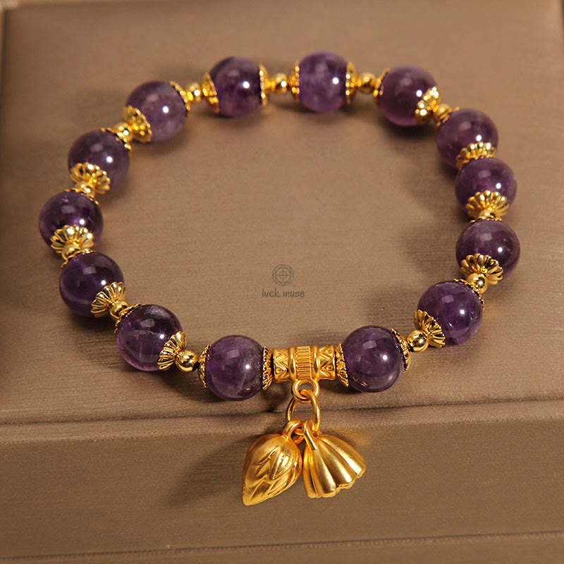 Natural Amethyst Lotus Healing Bracelet by Luck Muse Shop - Image 7