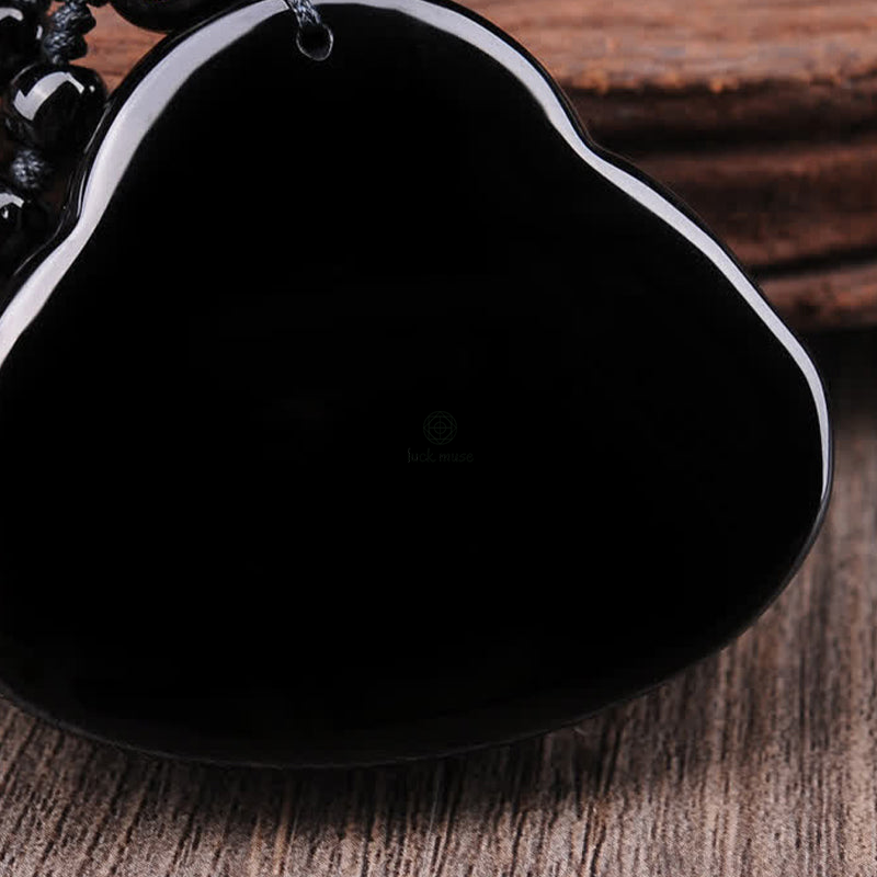Laughing Buddha Black Obsidian Pendant Necklace - Luck Muse Transformation Collection - Image 7