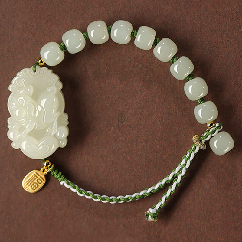 Luck Muse 925 Sterling Silver Chinese Zodiac Hetian Jade Lucky String Bracelet - Image 19