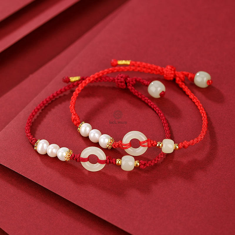 Golden Hetian Jade Luck Muse Luck Bracelet with 925 Sterling Silver Plating