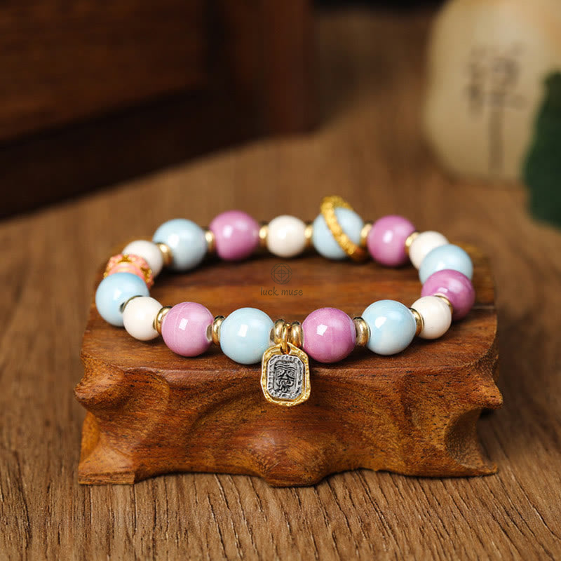 Tibetan Wealth Goddess Protection Bracelet with Liuli Glass Beads - Image 7