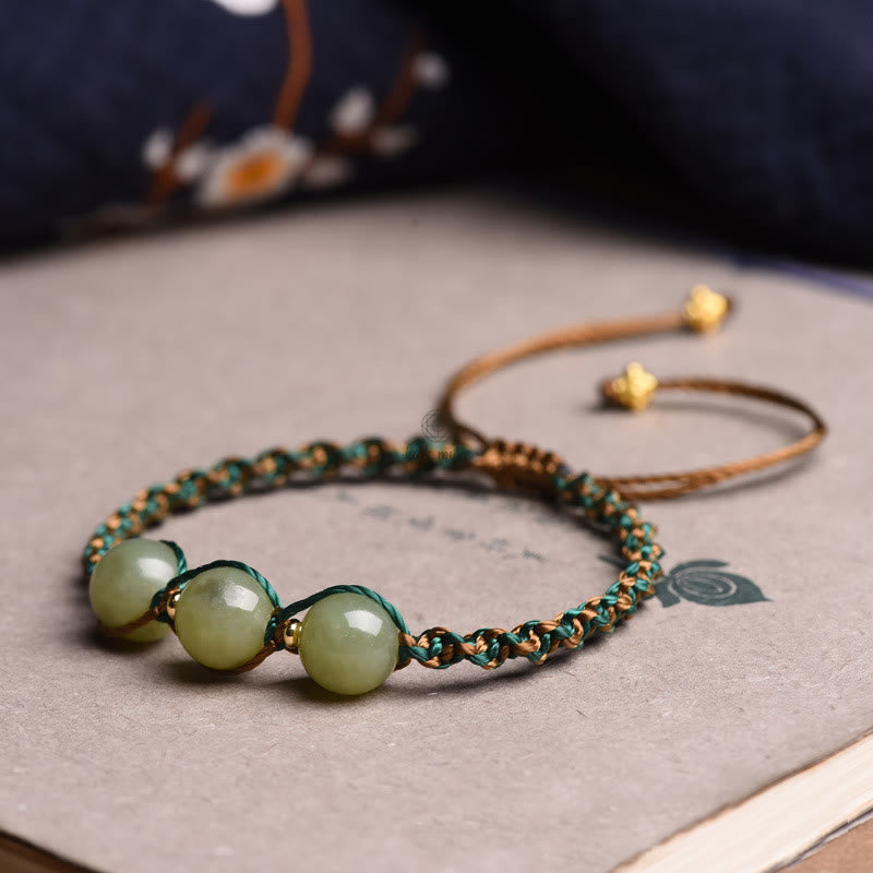 Handcrafted Jade Bead Luck & Abundance Bracelet with Luck Muse - Image 6