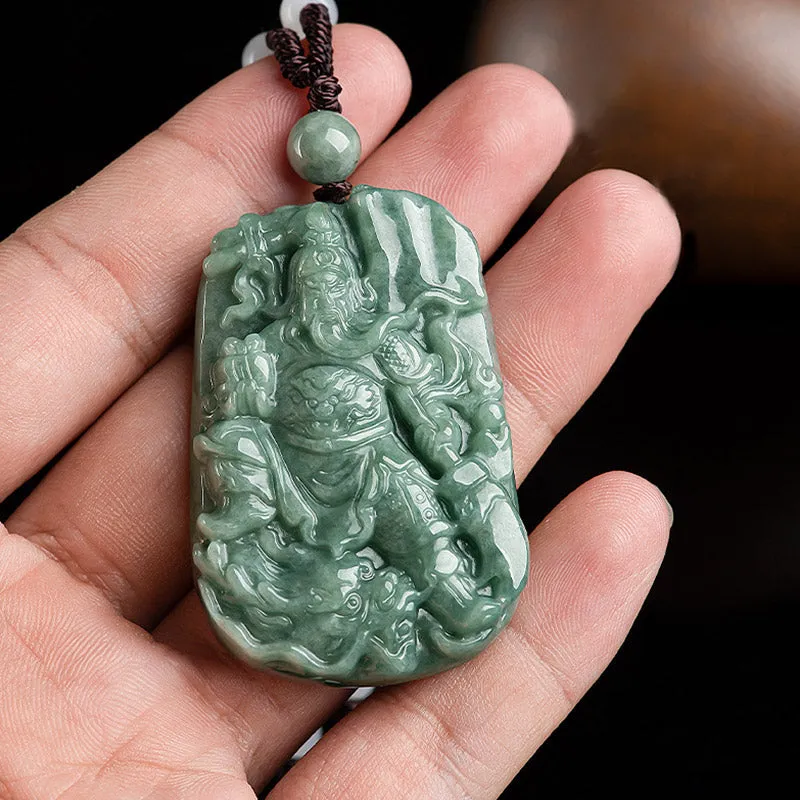 Natural Jade Lord Guan Amulet Wealth Necklace Pendant from Luck Muse Shop - Image 5