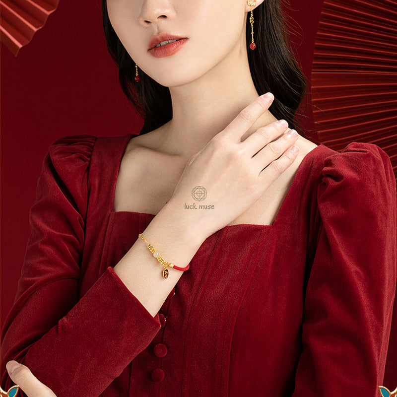 Luck Muse Year of the Dragon 925 Sterling Silver Hetian Jade Luck Bracelet with Fu Character - Image 6