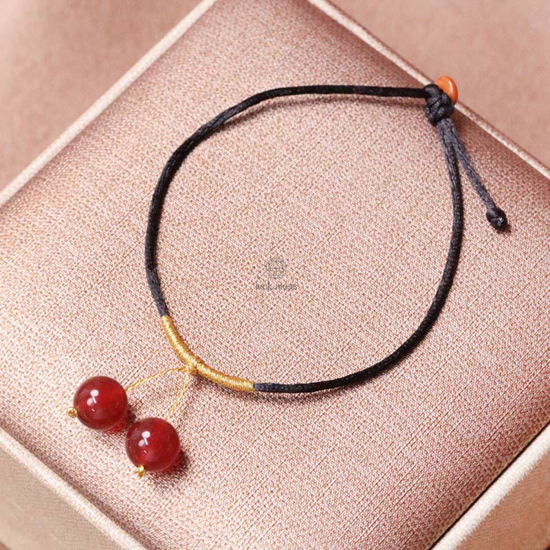 Natural Red Agate Chalcedony Self-Acceptance Confidence Bracelet Necklace Set - Image 13