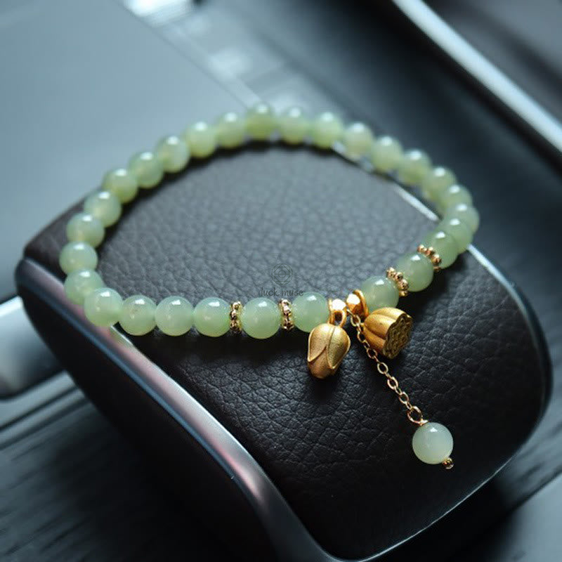 Gold-Plated Natural Hetian Jade Bracelet with Buddha Elements - Image 28