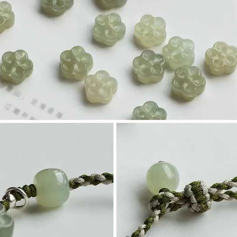 Handmade Plum Blossom Flower Jade Bracelet for Luck and Prosperity - Image 4
