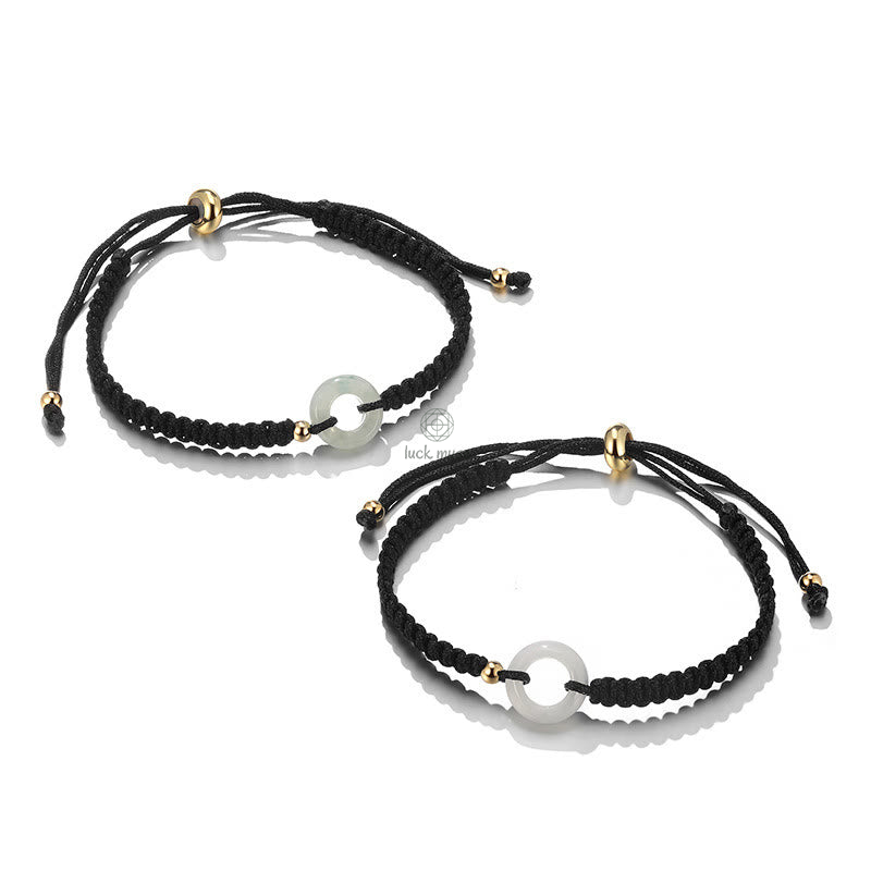 Braided Couple Bracelet Set with Green Aventurine, White Jade, Peace Buckle, and Luck - Image 18
