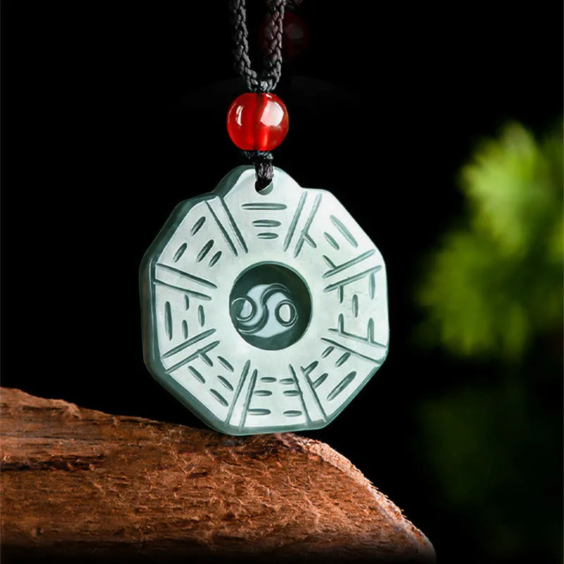 Luck Muse Natural Jade Feng Shui Bagua Yin Yang Necklace for Prosperity - Image 3