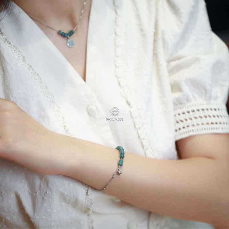 Luck Muse 925 Silver Blue Jade Tourmaline Amber Confidence Blessing Bracelet - Image 5