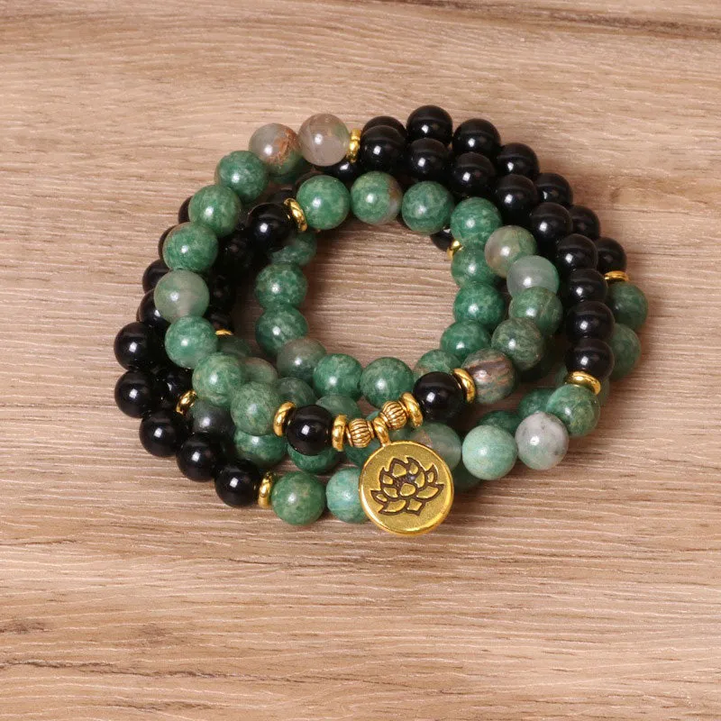 Luck Muse 108 Beads Natural Agate Mala Healing Necklace Bracelet - Image 3
