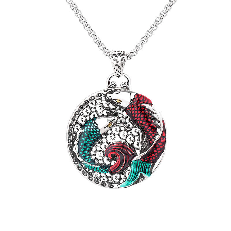 Tibetan Copper Koi Fish Healing Necklace with Luck Muse - Image 8