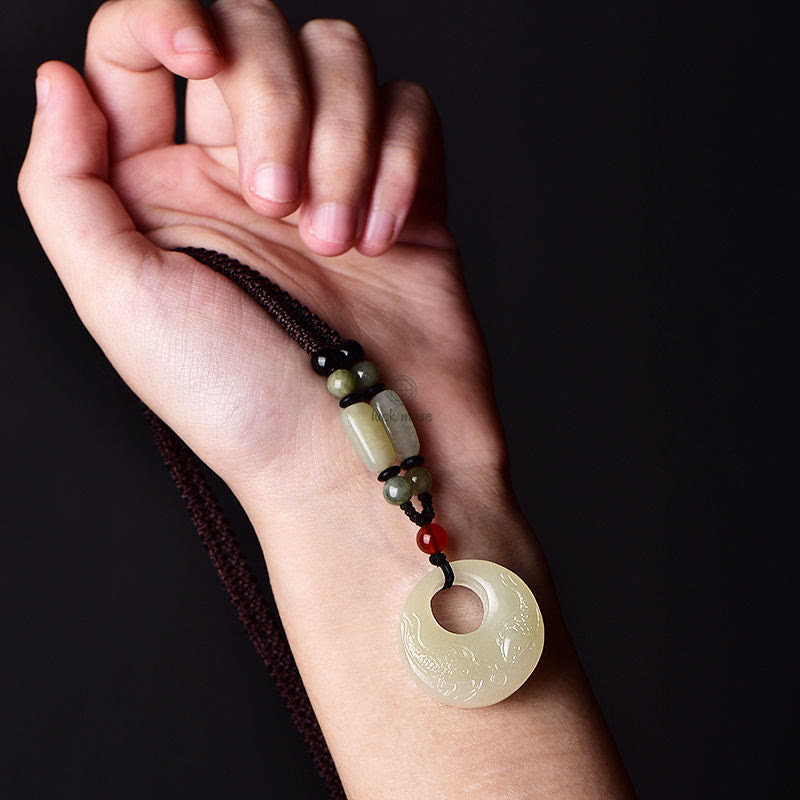 White Jade Double Koi Fish Carved Luck Muse Necklace for Prosperity and Success - Image 9