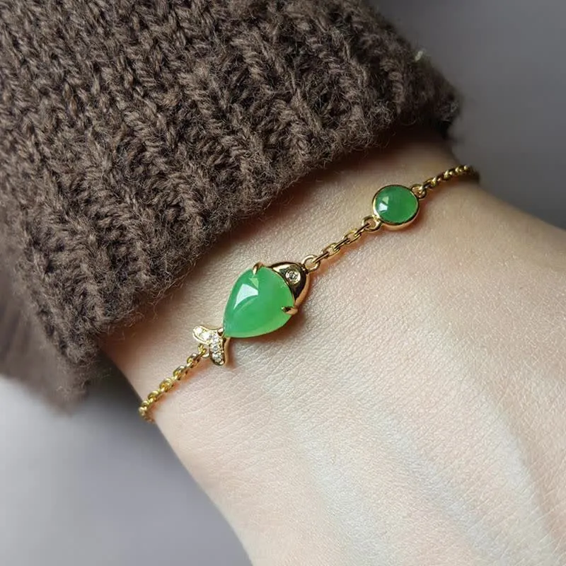 Green Chalcedony Koi Fish Courage Strength Bracelet from Luck Muse Shop