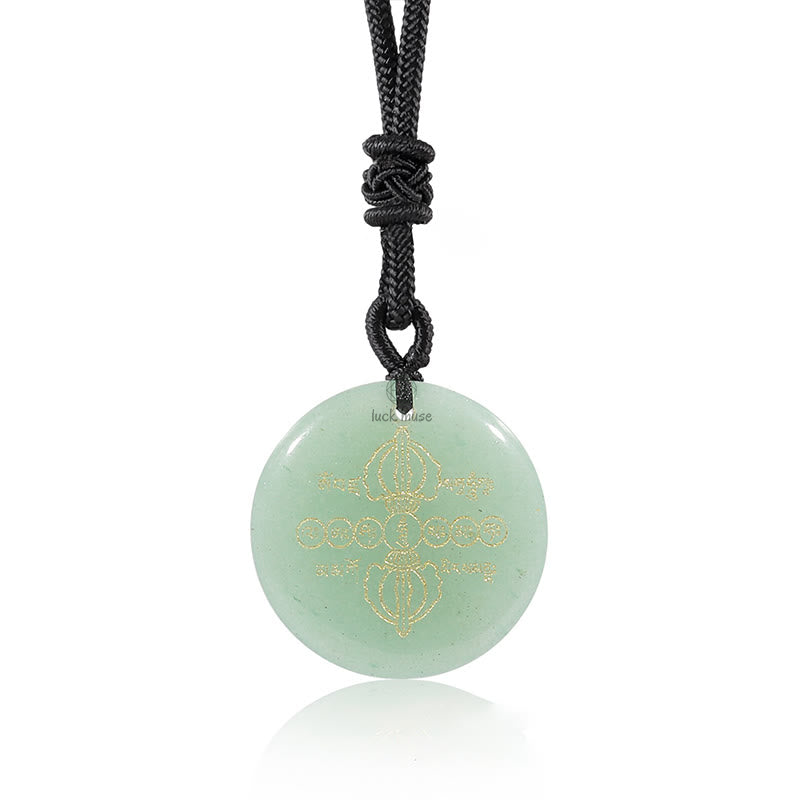 Luck Muse Vajra Dorje Sanskrit Crystal Black Obsidian Necklace Pendant - Image 5