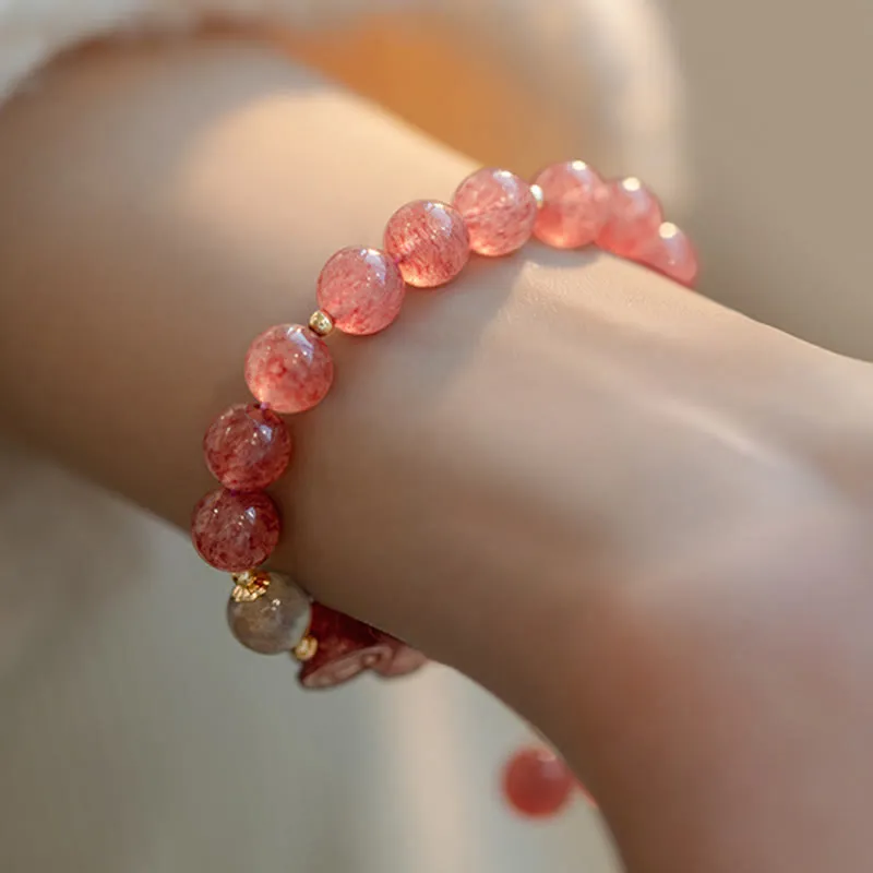 Strawberry Quartz Moonstone PiXiu Love Bracelet - Image 5