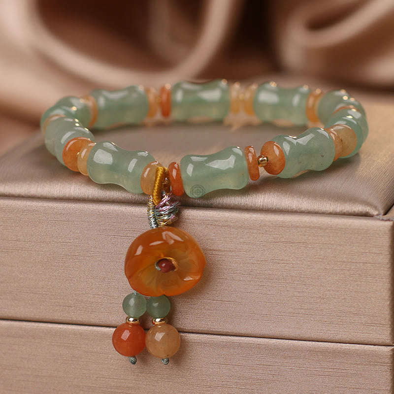Bamboo Flower Pattern Natural Jade Bracelet for Luck - Image 6