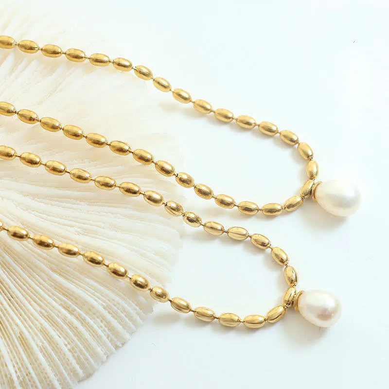 Pearl Bead Peace Necklace Pendant by Luck Muse Shop - Image 2
