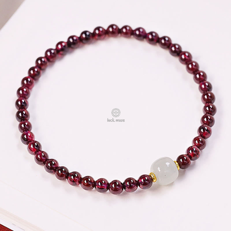 Luck Muse Garnet Jade Bead Purification Bracelet - Image 7