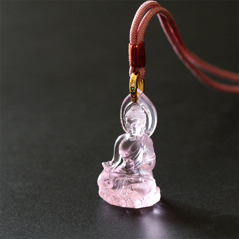 Blue Tathagata Buddha Liuli Crystal Amulet Necklace - Serenity Pendant - Image 20