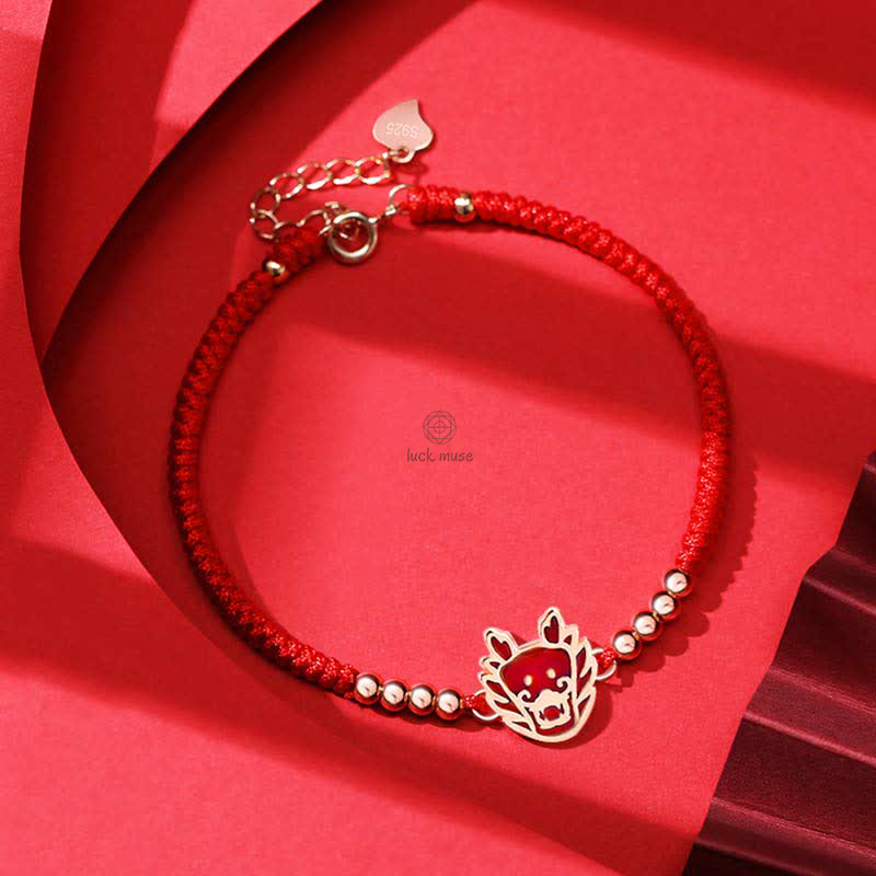 925 Sterling Silver Chinese Zodiac Luck and Faith Red String Bracelet - Image 13