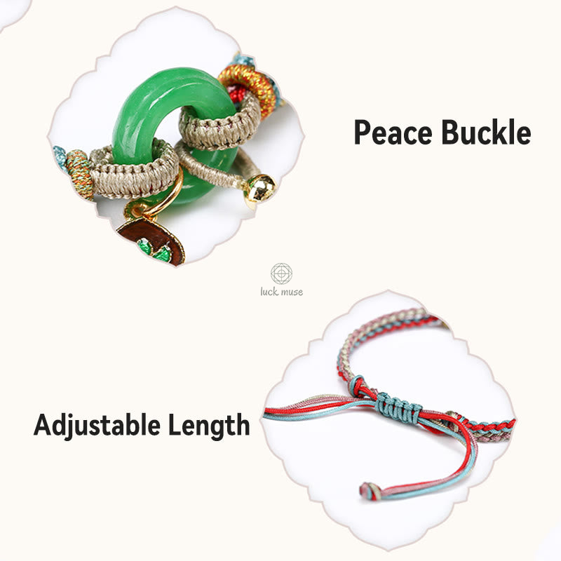 Colorful Rope Chalcedony Luck Muse Bracelet with Lotus Jade Peace Charm - Image 7
