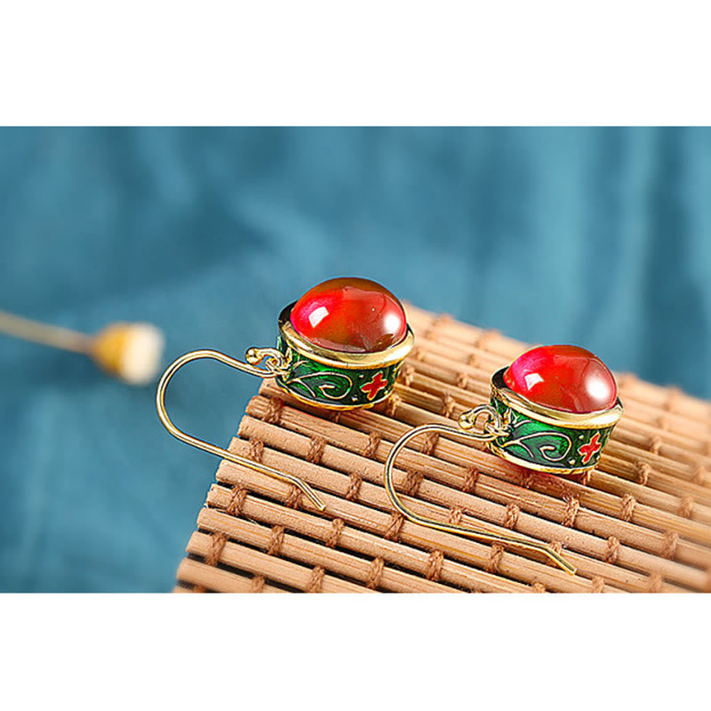 Luck Muse Red Corundum Round Drop Earrings for Confidence - Image 9