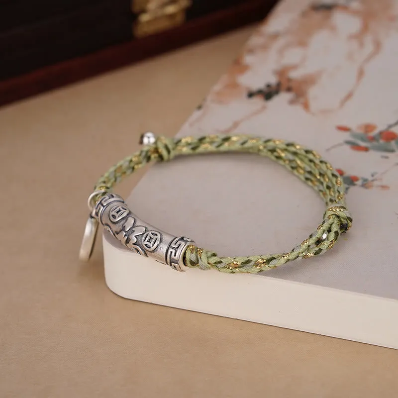 Luck Muse 999 Sterling Silver Fu Character Copper Coin Fortune Bracelet - Image 4