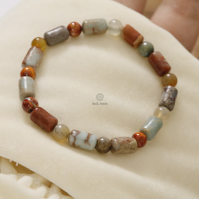 Natural Stone Sea Sediment Jasper Agate Protection Bracelet - Image 3