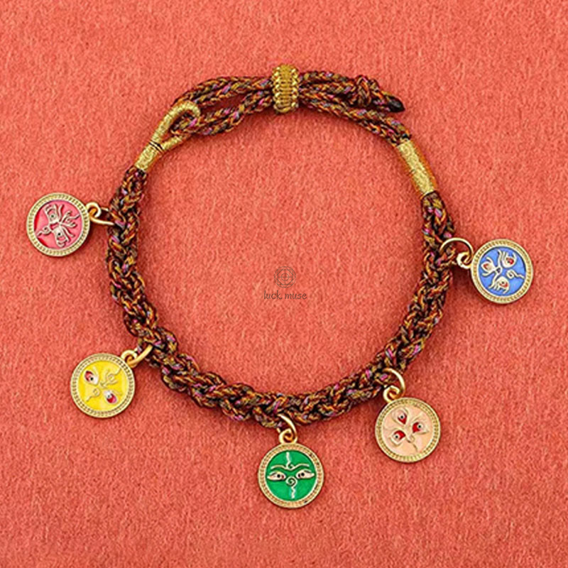 Tibetan Lucky Wealth Thangka Braided String Bracelet - Image 8