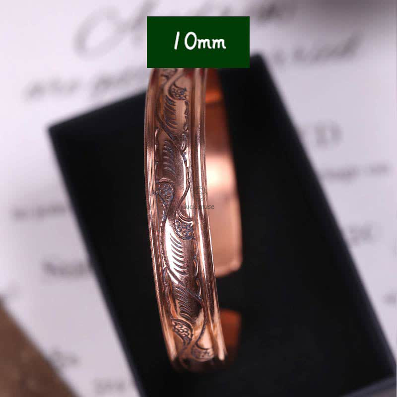 Vintage Luck Balance Copper Cuff Bracelet Bangle with Pattern Detail - Image 13