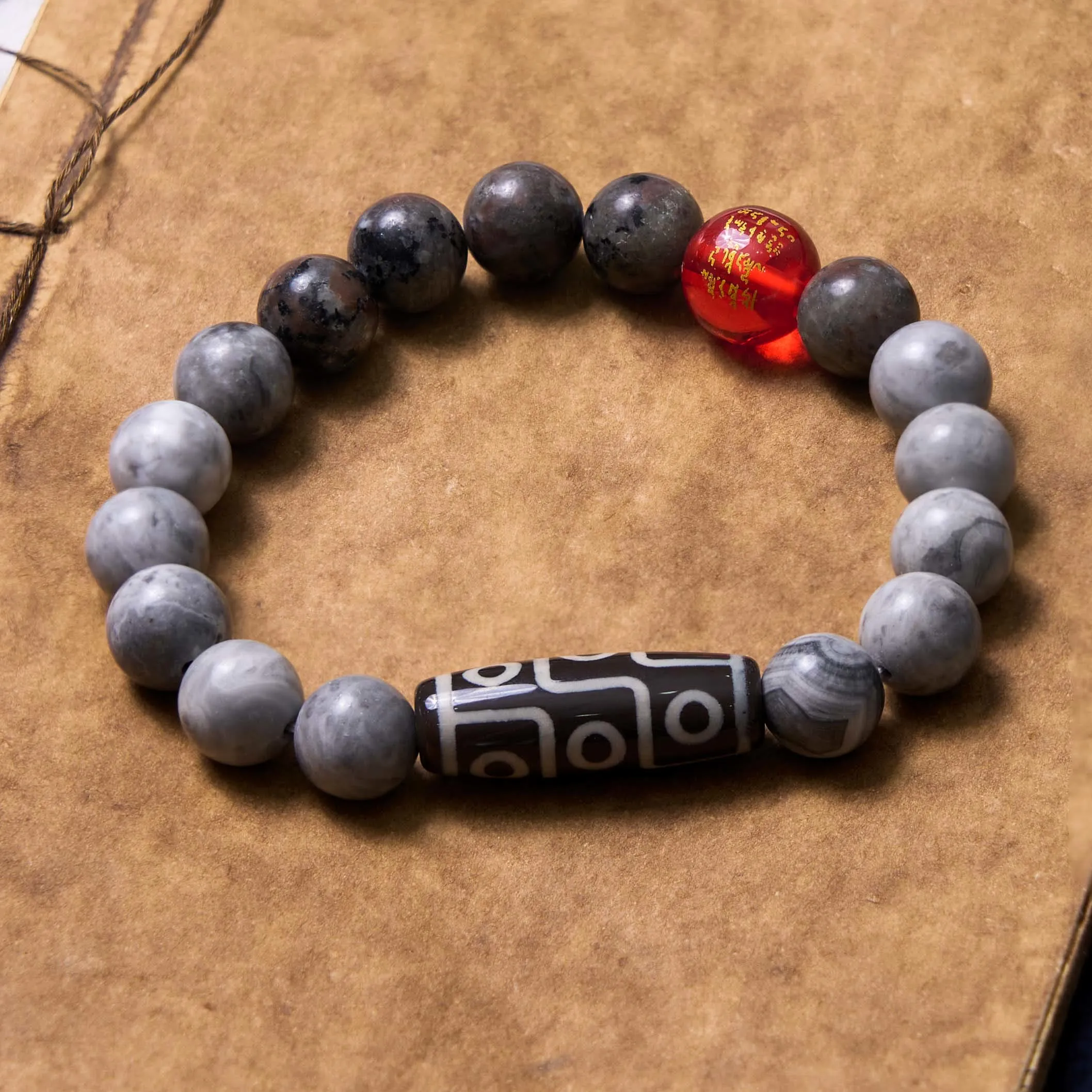 Luck Muse Tibetan Nine-Eye Dzi Picasso Jasper Healing Bracelet - Image 4