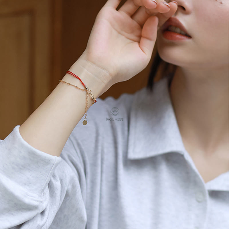 Double Layer Pearl Bead and Red String Bracelet with 14K Gold Plating by Luck Muse Shop - Image 7
