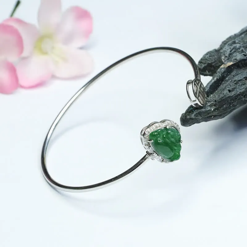 Luck Muse 925 Sterling Silver Laughing Buddha Jade Luck Bracelet