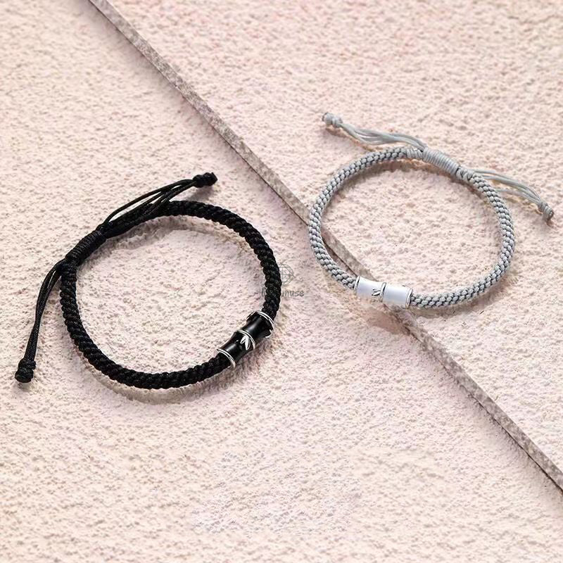 Bamboo Pattern Healing Couple Bracelet with Luck Muse - Image 8