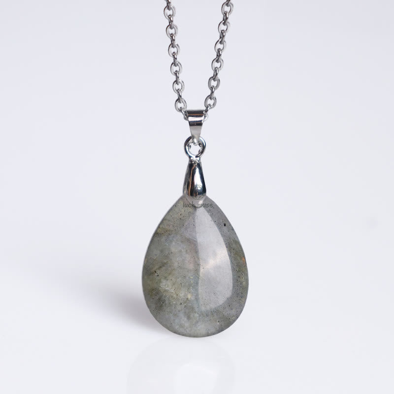 Luck Muse Natural Crystal Gemstone Water Drop Necklace Pendant - Image 30