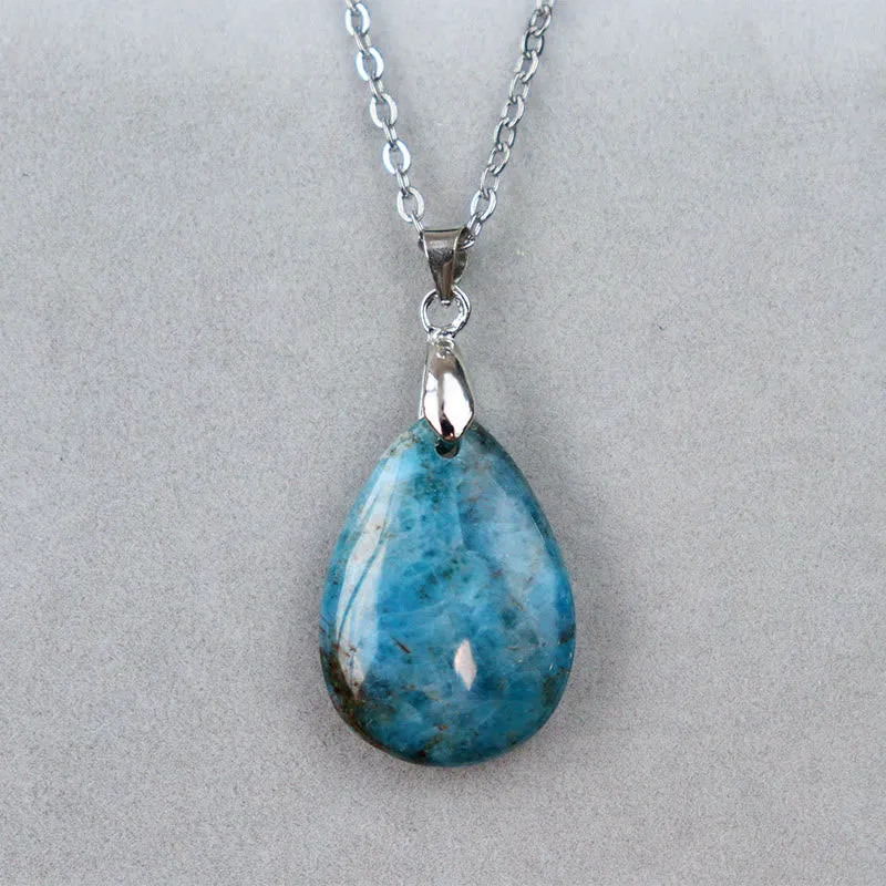 Luck Muse Natural Crystal Gemstone Water Drop Necklace Pendant - Image 41