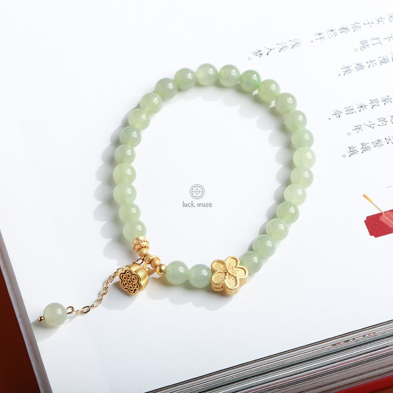 Gold-Plated Natural Hetian Jade Bracelet with Buddha Elements - Image 33