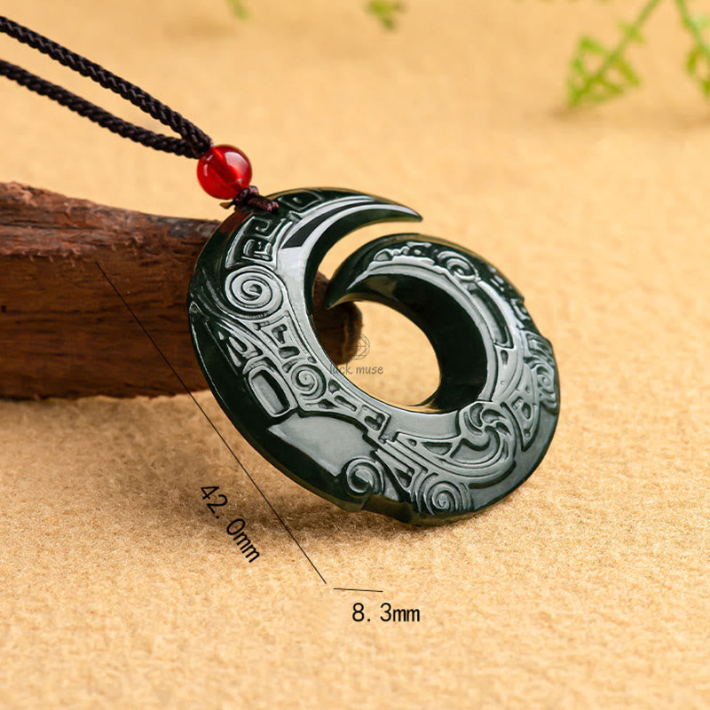 Luck Muse Hetian Cyan Jade Success Necklace Pendant with Luck-Enhancing Design Pattern - Image 8