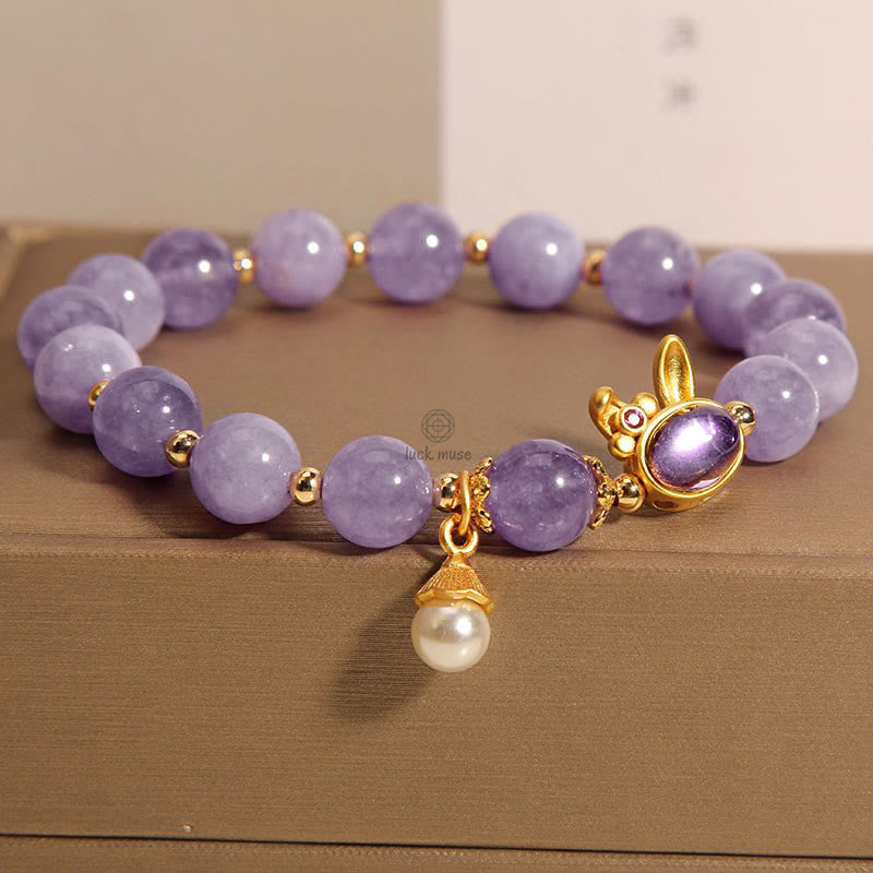 Natural Purple Jade Rabbit Happiness Bracelet with Luck Muse - Image 6