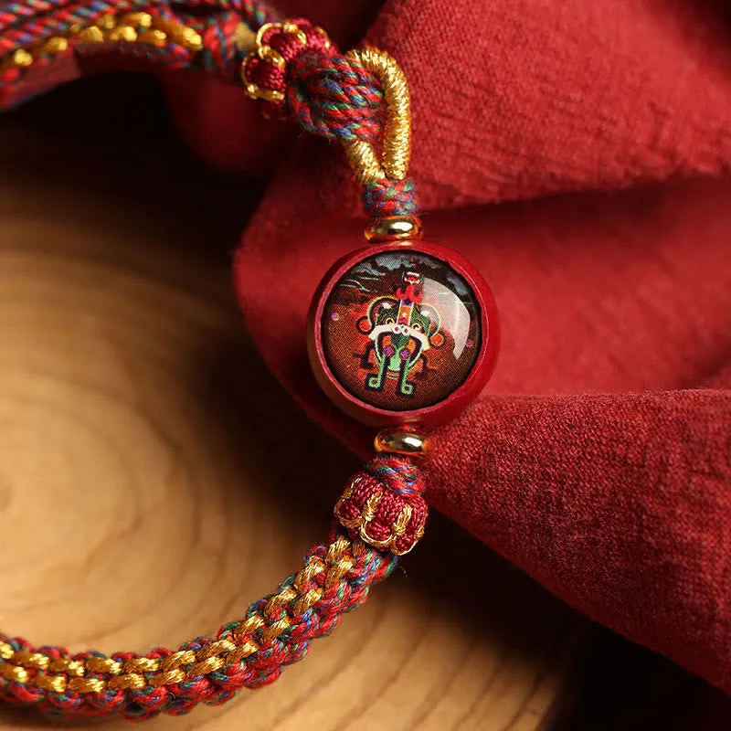 Blessed Braided Bracelet with Colorful Rope and Cinnabar Thangka Essence - Image 5