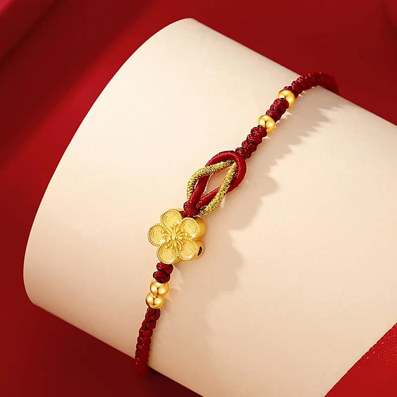 Handmade 925 Sterling Silver Sakura Chalcedony Luck Bracelet with Cherry Blossom Accents - Image 2