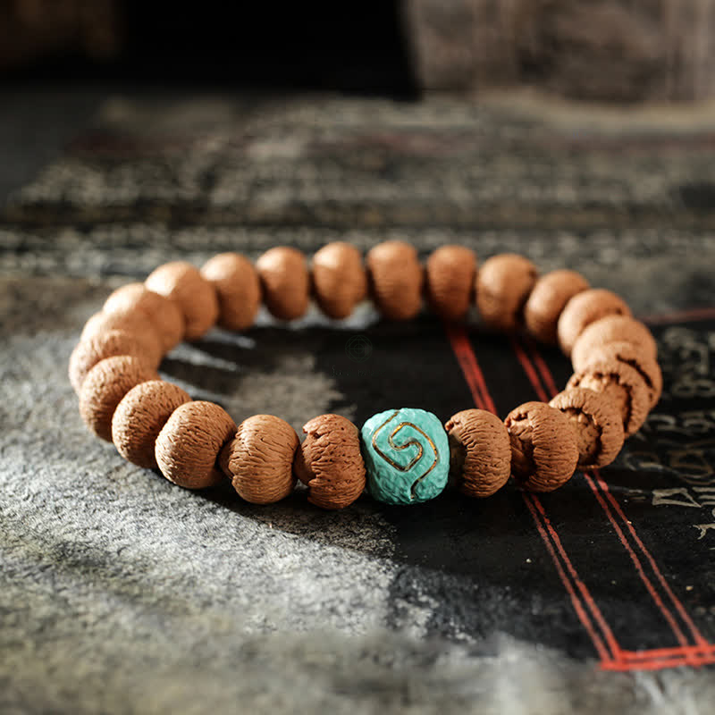 Tibetan Bodhi Seed Turquoise Amber Protection Bracelet - Image 2