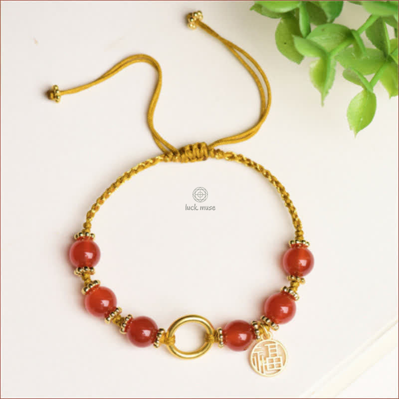 Red Agate Happiness Charm Bracelet - Image 7