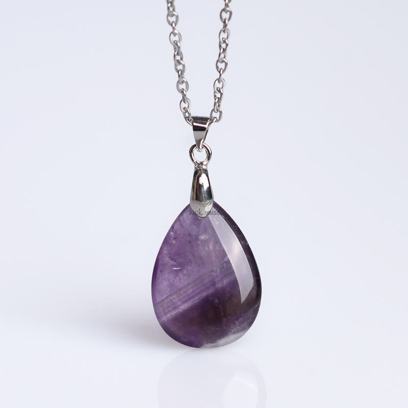 Luck Muse Natural Crystal Gemstone Water Drop Necklace Pendant - Image 3